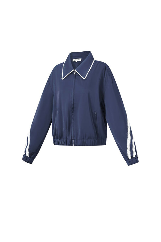 Sportief jasje met satijnen look navy